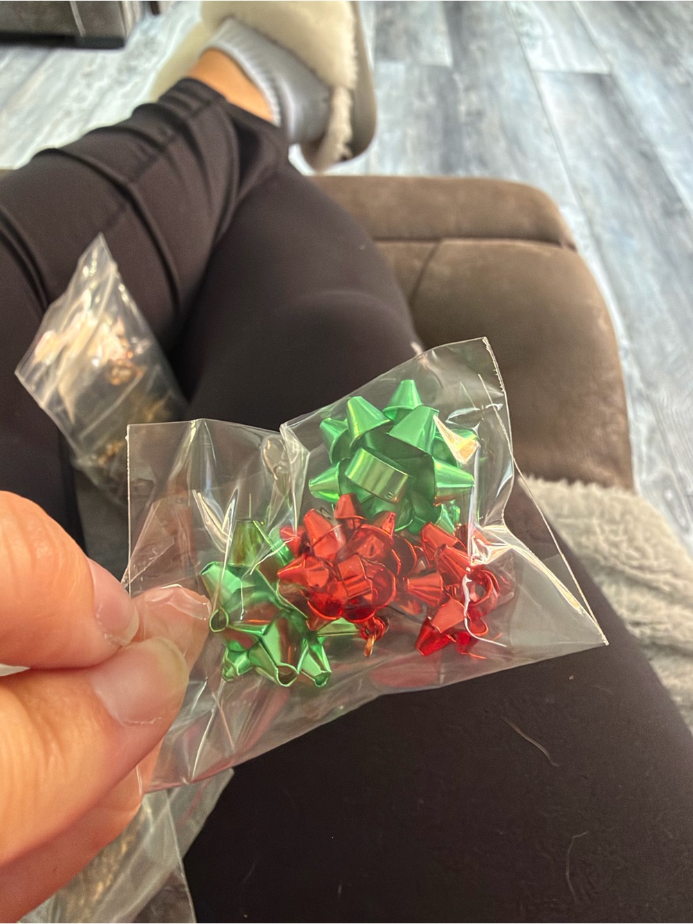 5/$25 Mini Metallic Gift Bows - Red and Green - Unbranded earrings
